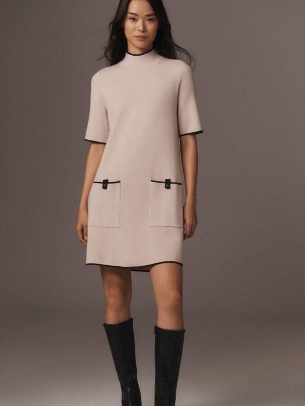 Maeve by Anthropologie Beige Annalise Mock-Neck Sweater Dress - Size - Medium